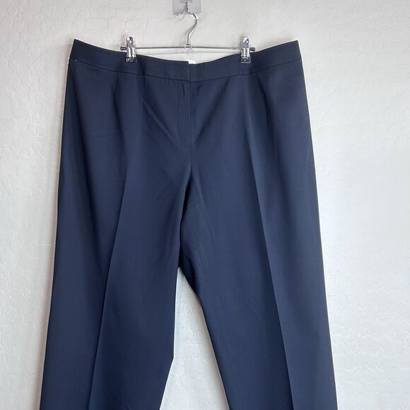 Lafayette 148 New York 'Menswear' Pants Women's 18W Navy Office Wool Wide Leg - Picture 2 of 8